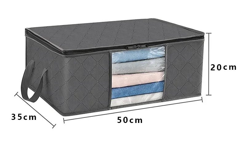 Grey lidded clothes and blanket storage box
