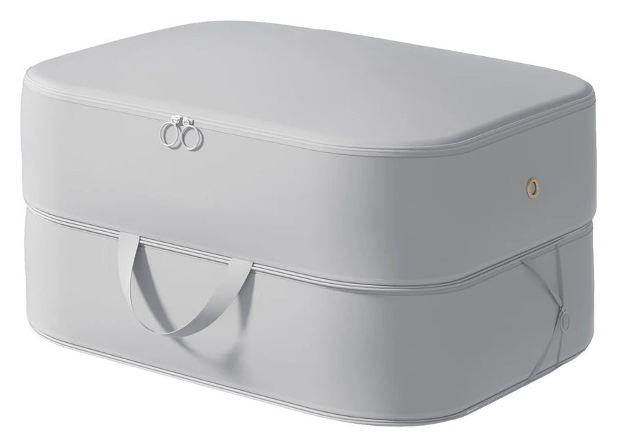 Grey lidded compression clothes storage box