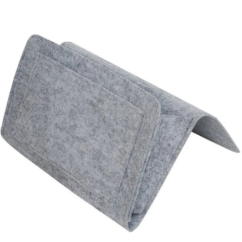 Grey felt bedside storage caddy