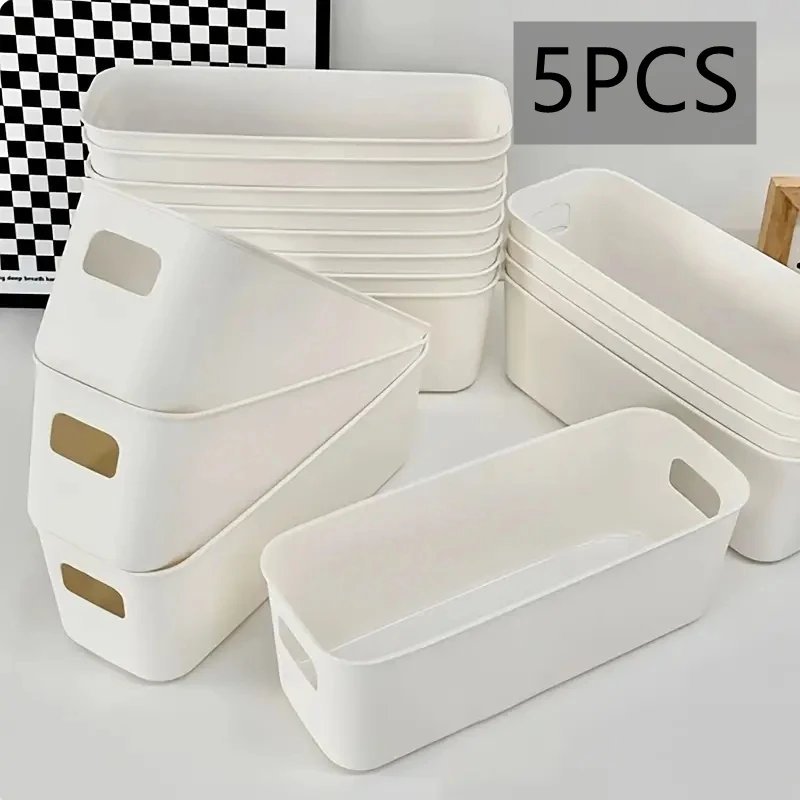 White plastic storage basket set